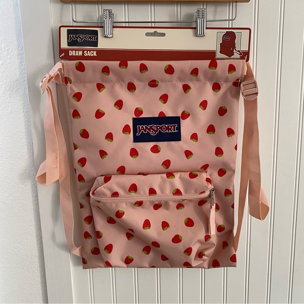 Jansport Draw Sack Strawberry Shower Drawstring Backpack NEW *Pics